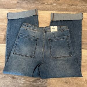 Oat New York High Rise Wide Leg Raw Hem Women’s Denim Jeans Size 12 / 31 NWT
